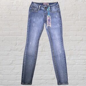 Truce Skinny Jegging‎ Jeans Juniors Size 0 24x29 Distressed Stretch Grunge NWT